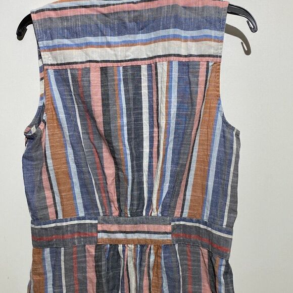 Harlow & Rose Women's Multicolor Stripe Sleeveless Cotton Shirt Dress Size Large - Picture 5 of 10